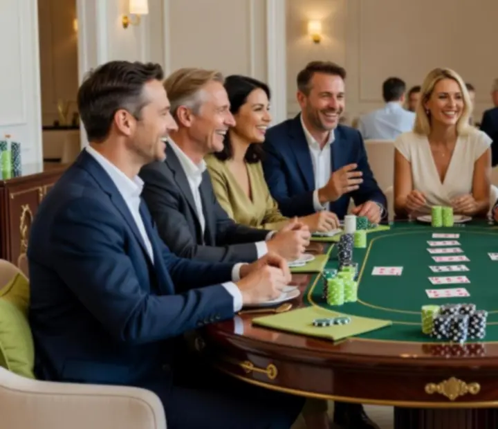 Soukromá oslava s pokerovým stolem a hosty